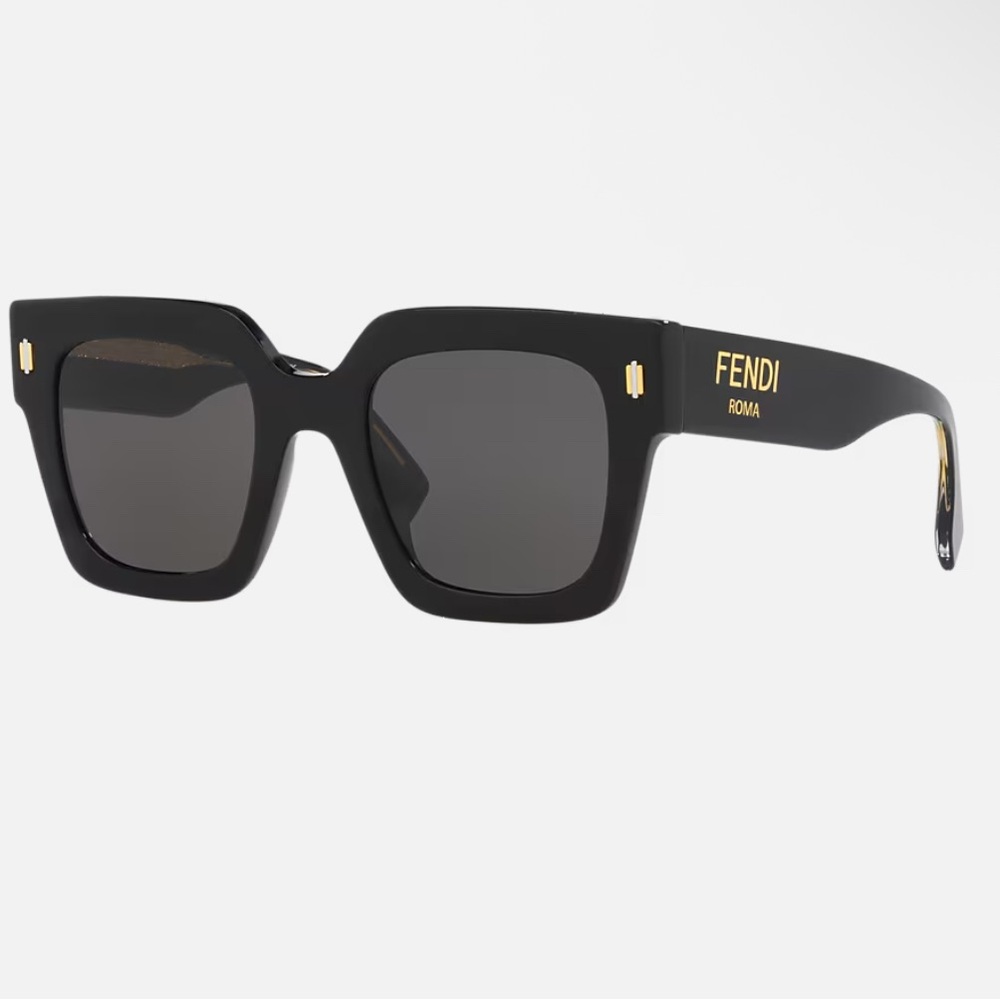 Fendi Black and Gold Square Sunglasses